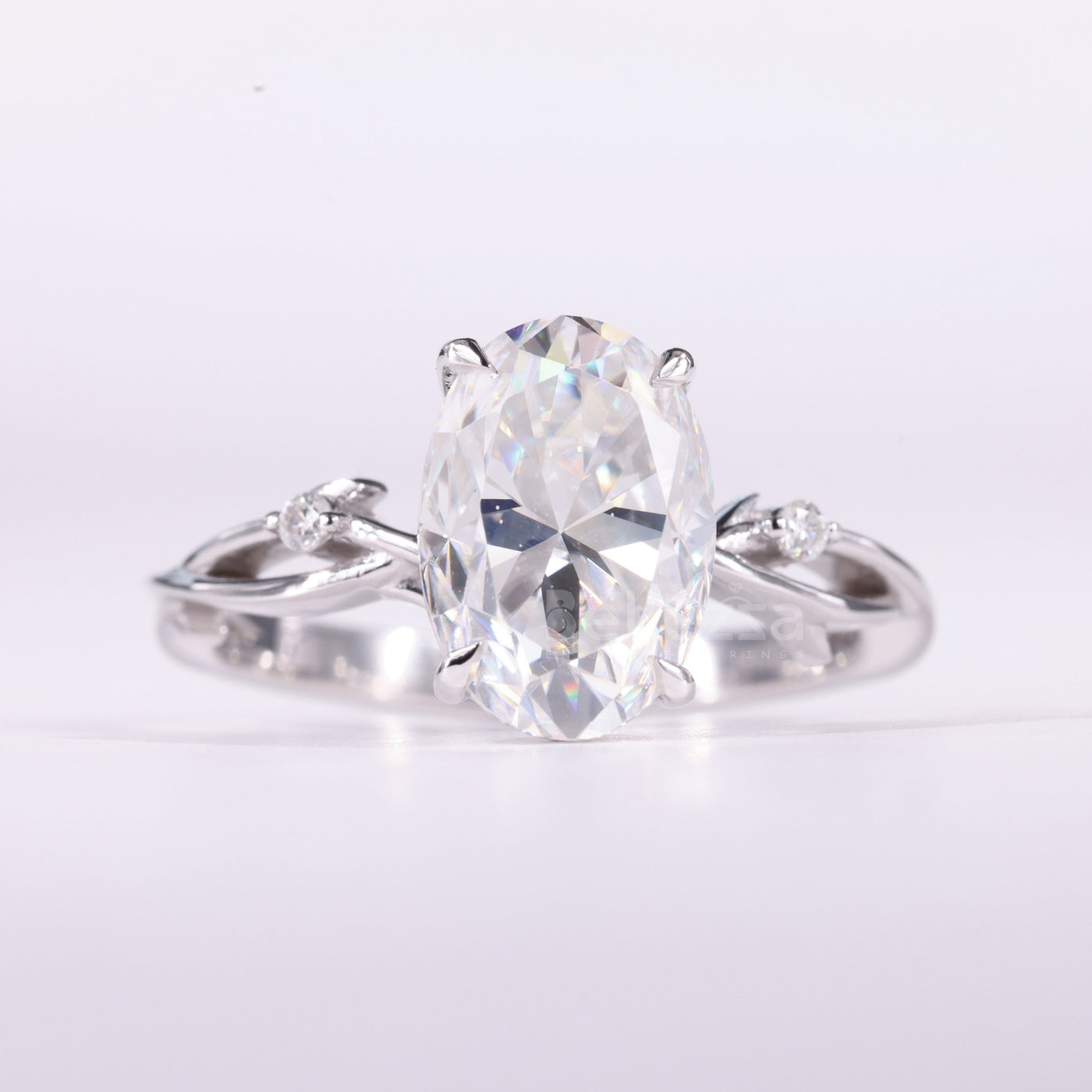2.0CT Oval Cut Diamond Nature Inspired Moissanite Engagement Ring