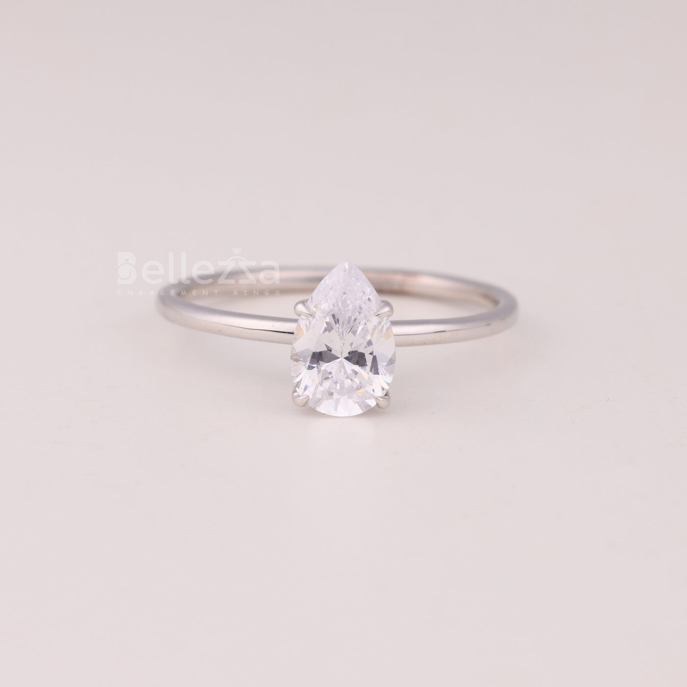 1.0Cut Pear Cut Diamond Hidden Halo Engagement Ring