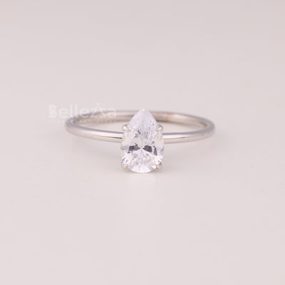 1.0Cut Pear Cut Diamond Hidden Halo Engagement Ring
