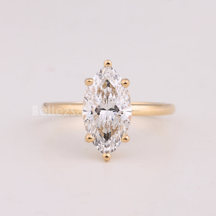 2.0CT Marquise Cut Solitaire Diamond Moissanite Engagement Ring