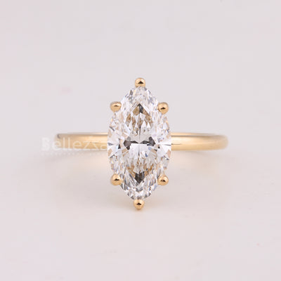 2.0CT Marquise Cut Solitaire Diamond Moissanite Engagement Ring