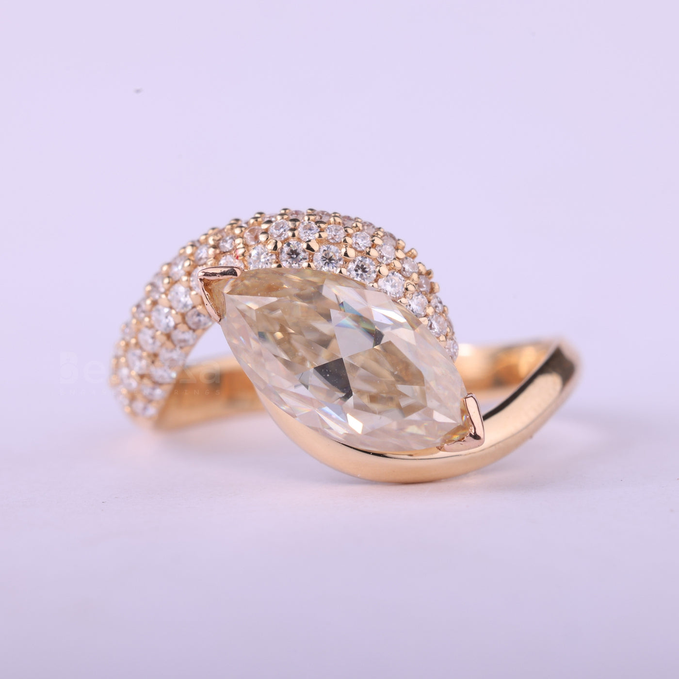 1.50CT East-West Marquise Cut Cluster Setting Engagement Ring