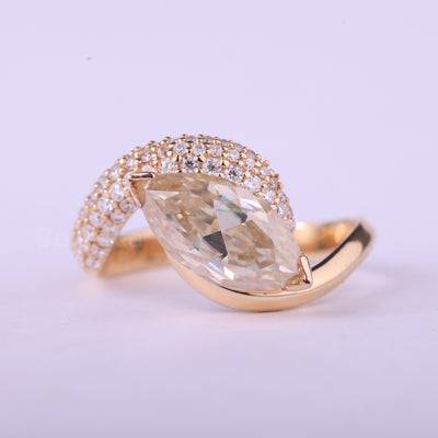 1.50CT East-West Marquise Cut Cluster Setting Engagement Ring