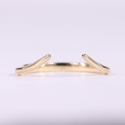 14K Solid Yellow Gold Open Cuff Style Unique Wedding Band
