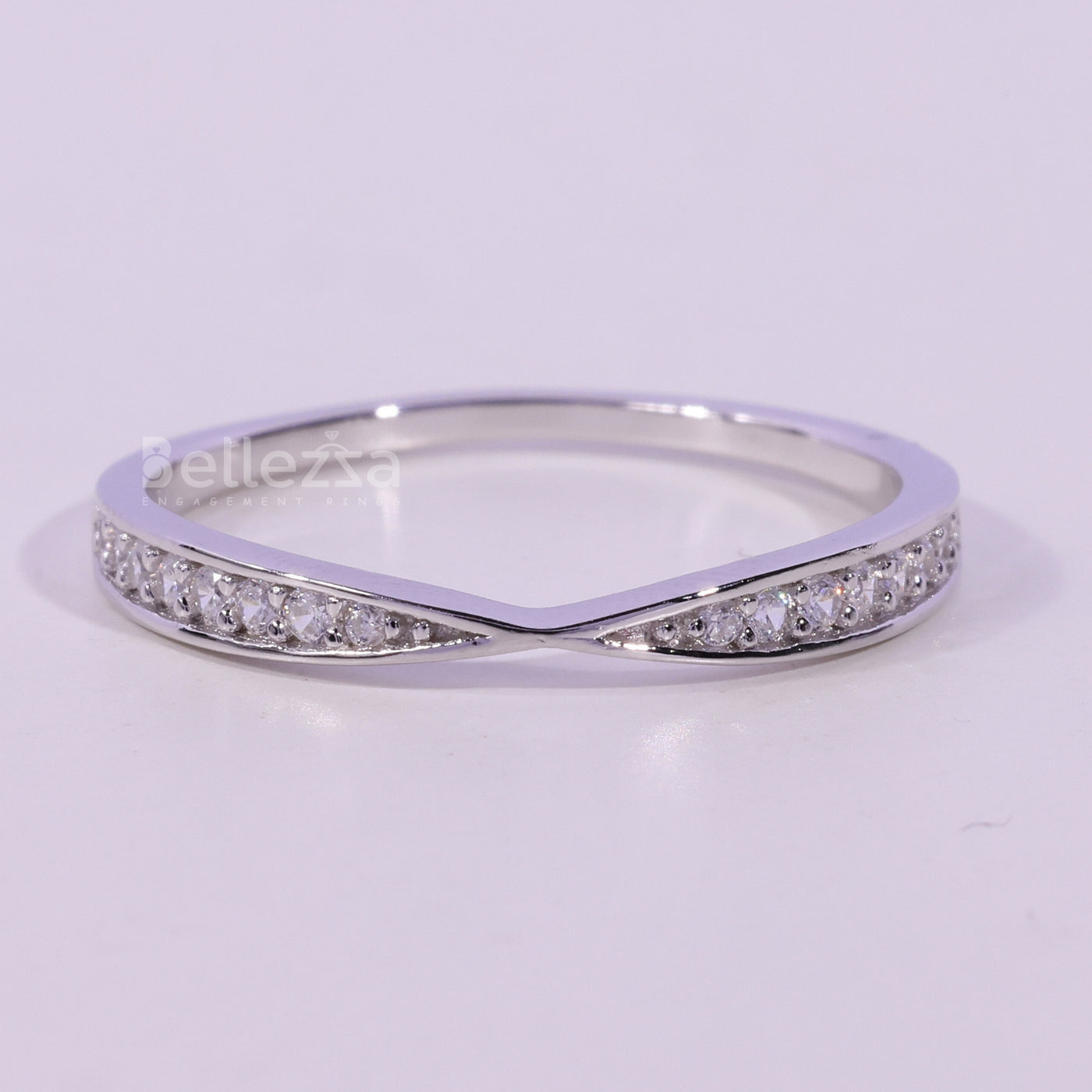 Round Cut Diamond Pinched Style Moissanite Wedding Band