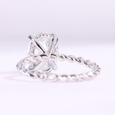 1.50CT Oval Cut Hidden Halo Twisted Moissanite Engagement Ring