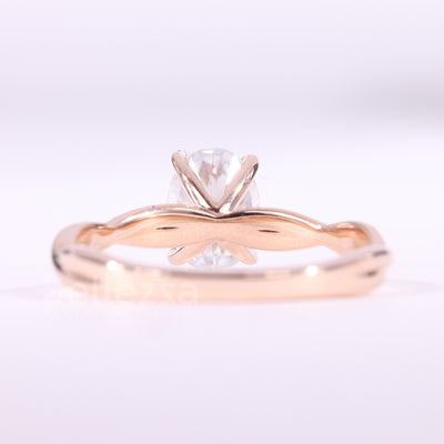 1.0CT Oval Cut Twisted Pave Setting Moissanite Engagement Ring