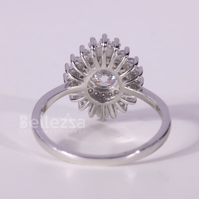 0.50CT Round Cut Halo Cluster Diamond Moissanite Engagement Ring