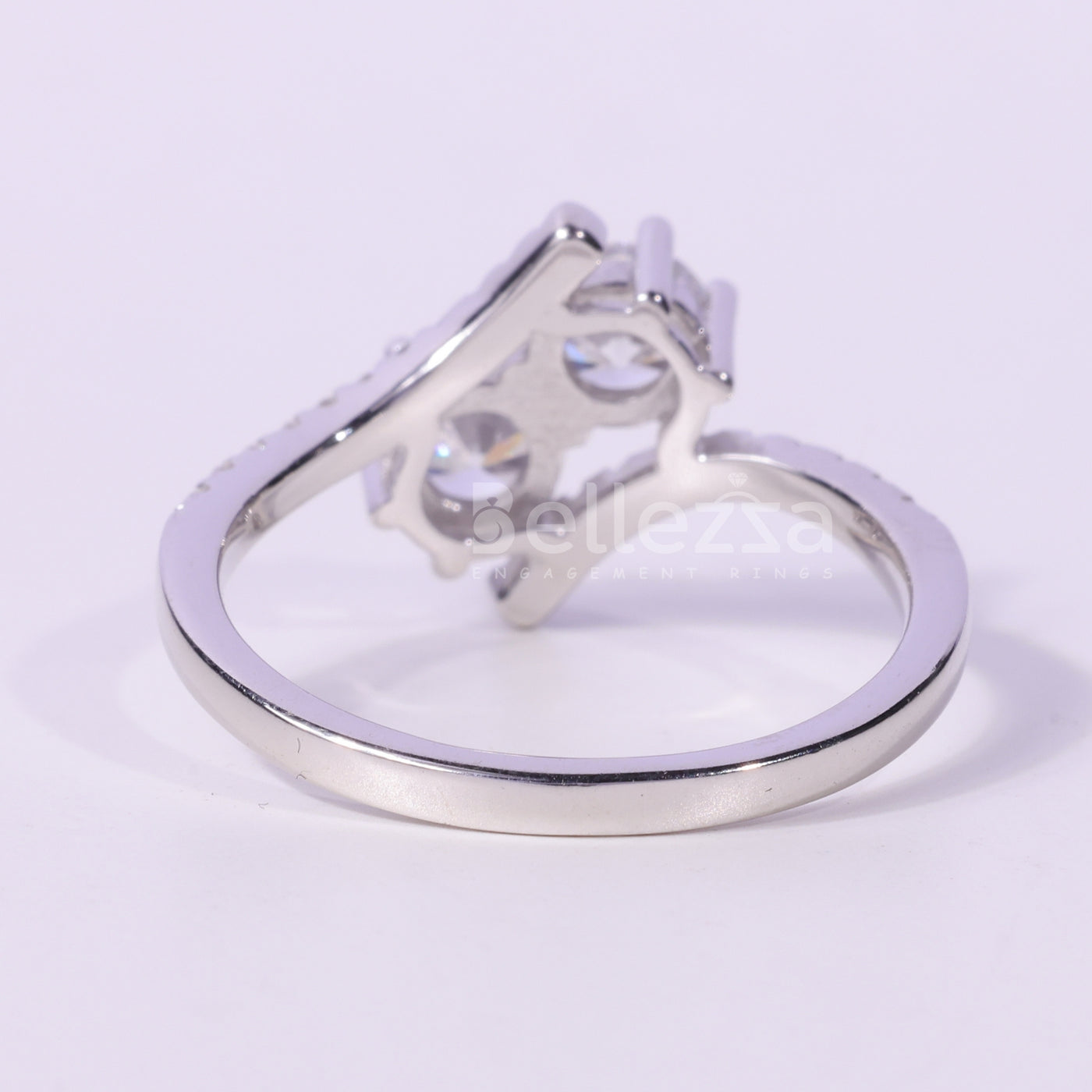 0.50CT Round Cut Unique Two Stone Moissanite Engagement Ring