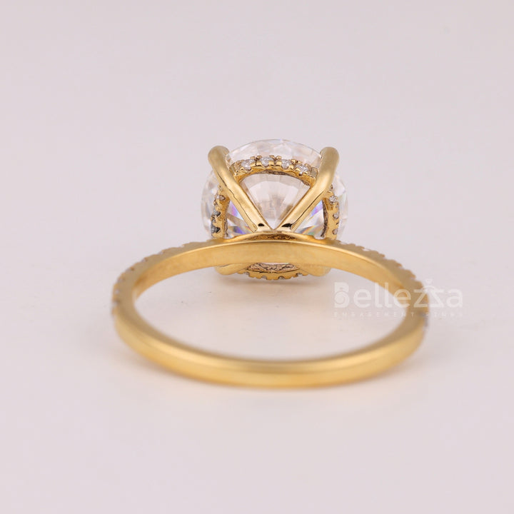 1.0CT Round Cut Diamond Pave Setting Moissanite Engagement Ring