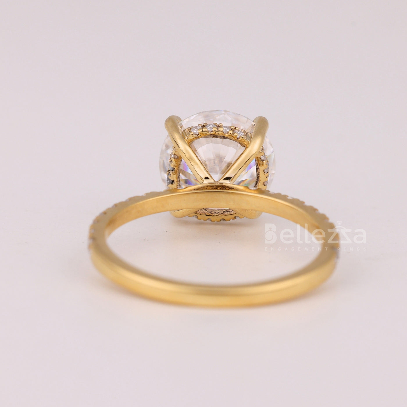 1.0CT Round Cut Diamond Pave Setting Moissanite Engagement Ring