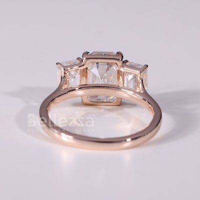 1.0CT Emerald Cut Three Stone Moissanite Engagement Ring