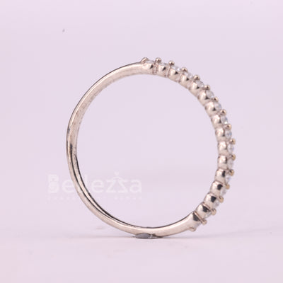 Round Cut Half Eternity Moissanite Pave Setting Wedding Band