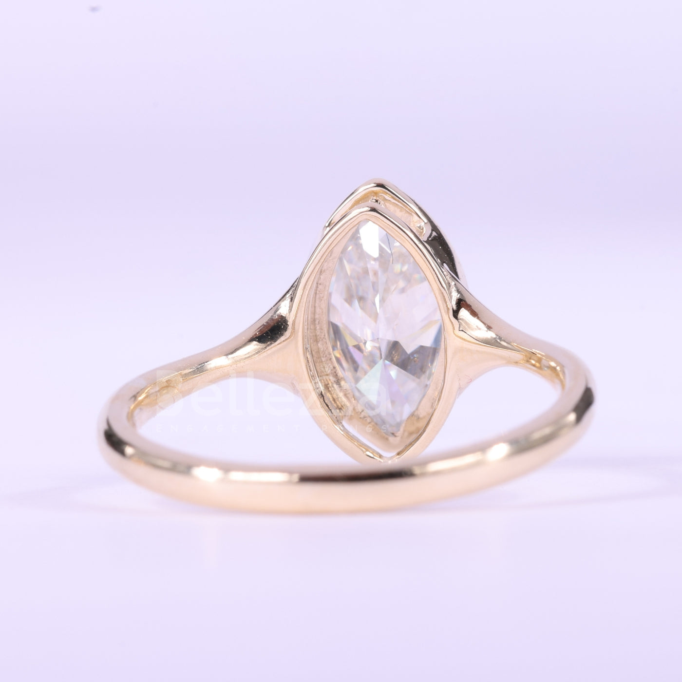 1.50CT Marquise Cut Bezel Setting Moissanite Engagement Ring