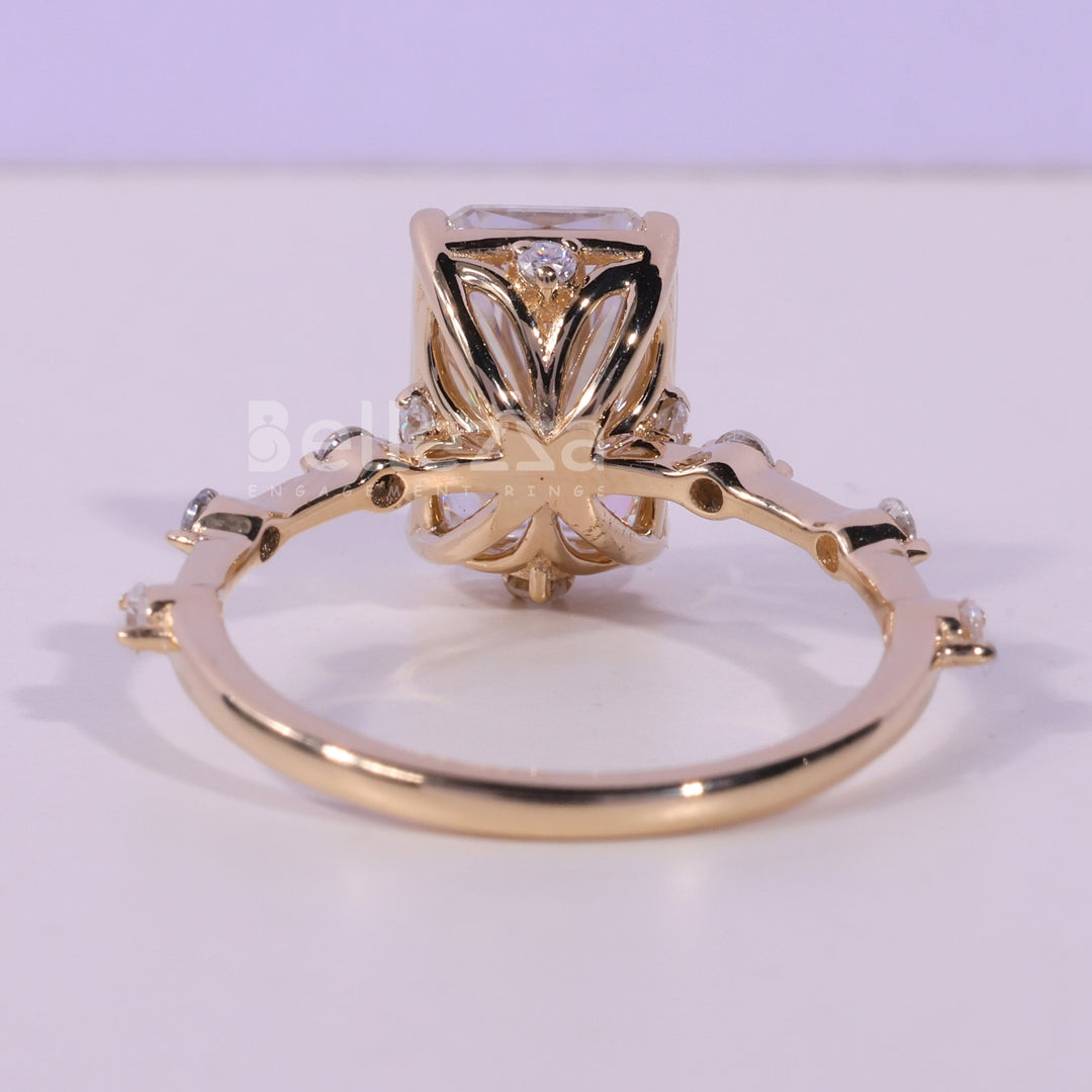 2.0CT Radiant Cut Petite Pave Setting Moissanite Engagement Ring