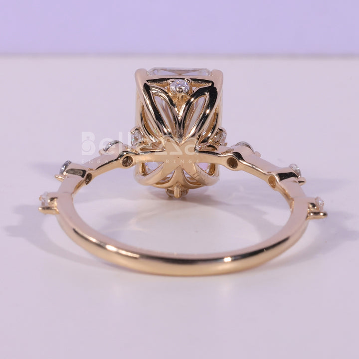 2.0CT Radiant Cut Petite Pave Setting Moissanite Engagement Ring