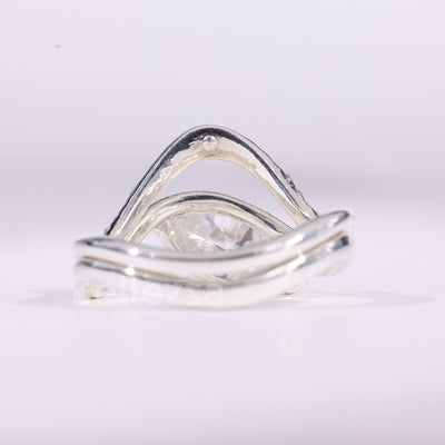 2.0CT East-West Marquise Cut Curved Moissanite Bridal Ring Set