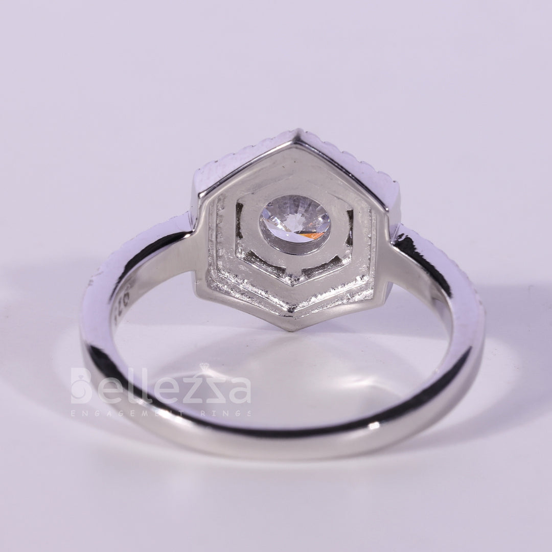 0.50CT Round Cut Double Halo Moissanite Engagement Ring