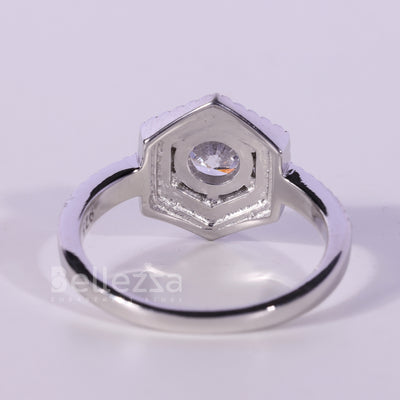 0.50CT Round Cut Double Halo Moissanite Engagement Ring