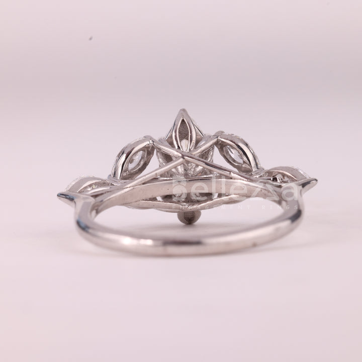 1.50CT Marquise Cut Cluster Diamond Moissanite Engagement Ring