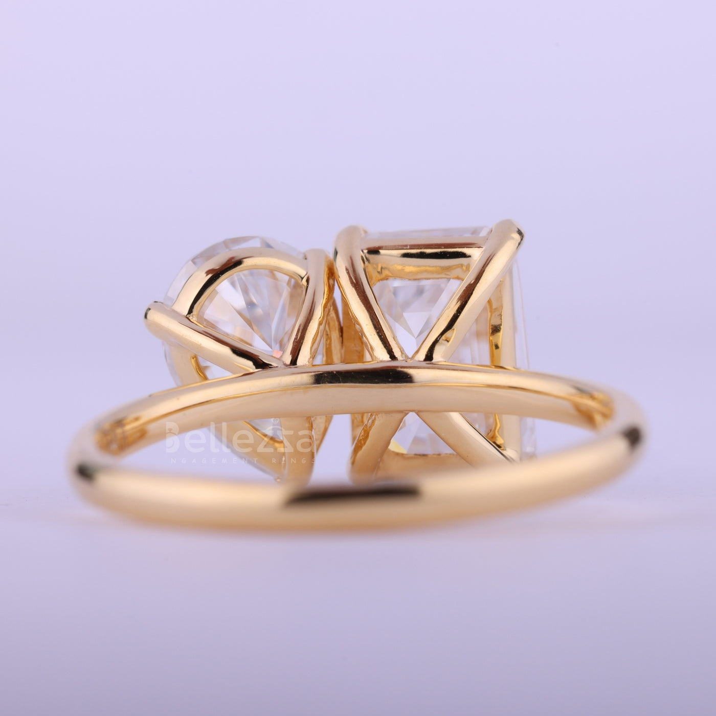 2.0CT Emerald & Pear Cut Diamond Toi Et Moi Engagement Ring