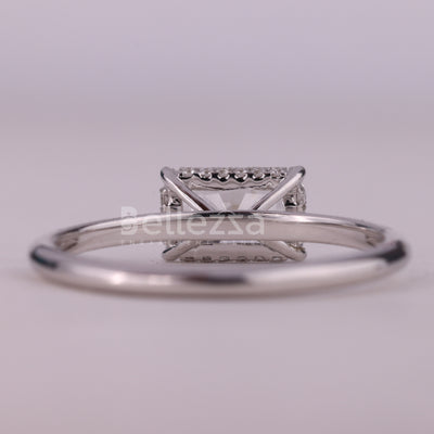 1.0CT East-West Radiant Cut Hidden Halo Moissanite Engagement Ring