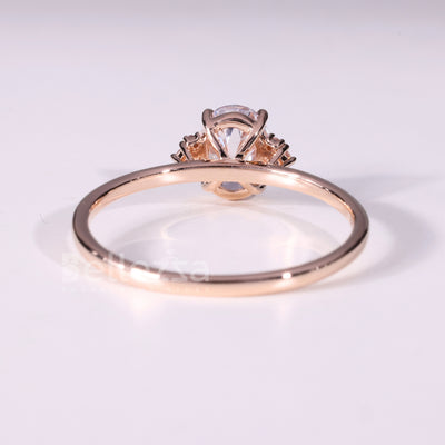 1.0CT Oval Cut Cluster Diamond Moissanite Engagement Ring