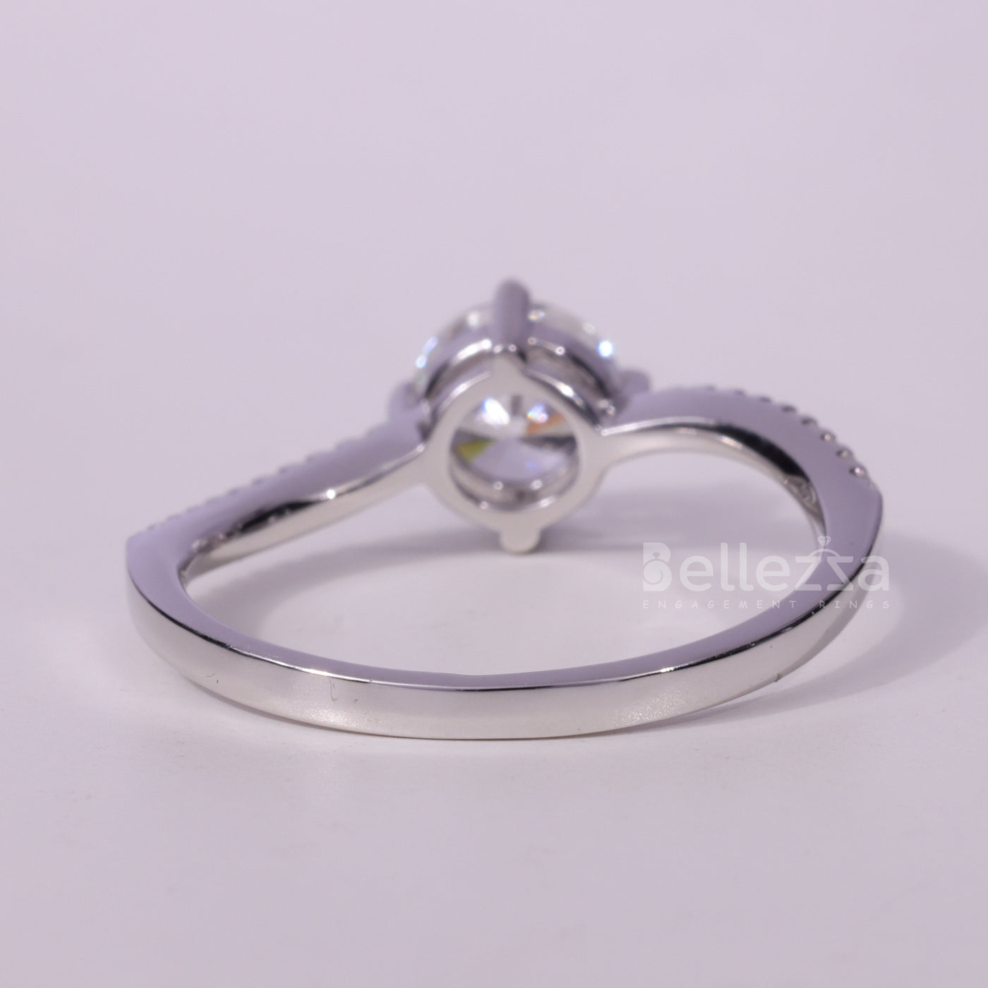 1.0CT Round Cut Pave Setting Moissanite Engagement Ring