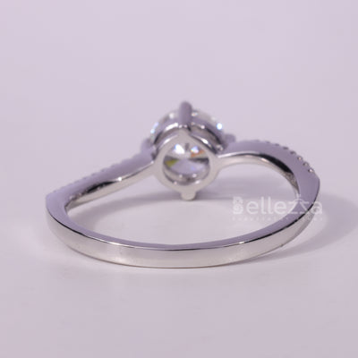 1.0CT Round Cut Pave Setting Moissanite Engagement Ring