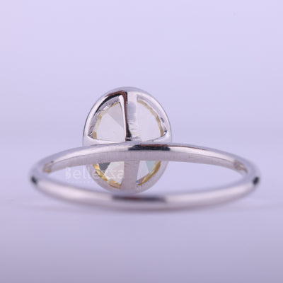 1.50CT Yellow Oval Cut Bezel Setting Solitaire Moissanite Enaggement Ring