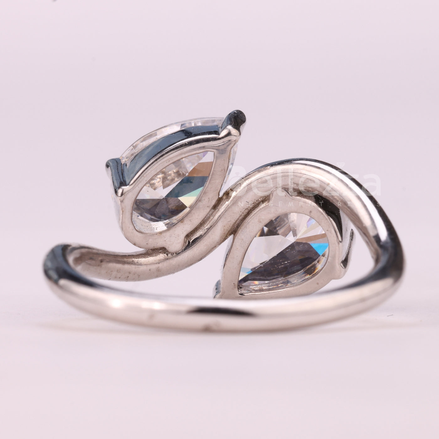 1.0CTW Pear Cut Alternative Curved Moissanite Toi Et Moi Engagement Ring