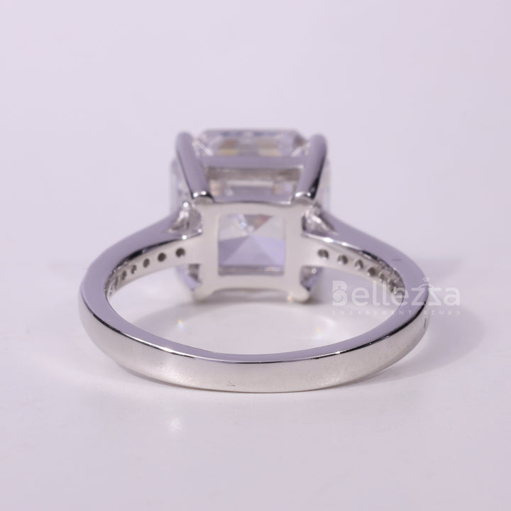 2.0CT Asscher Cut Pave Setting Moissanite Engagement Ring