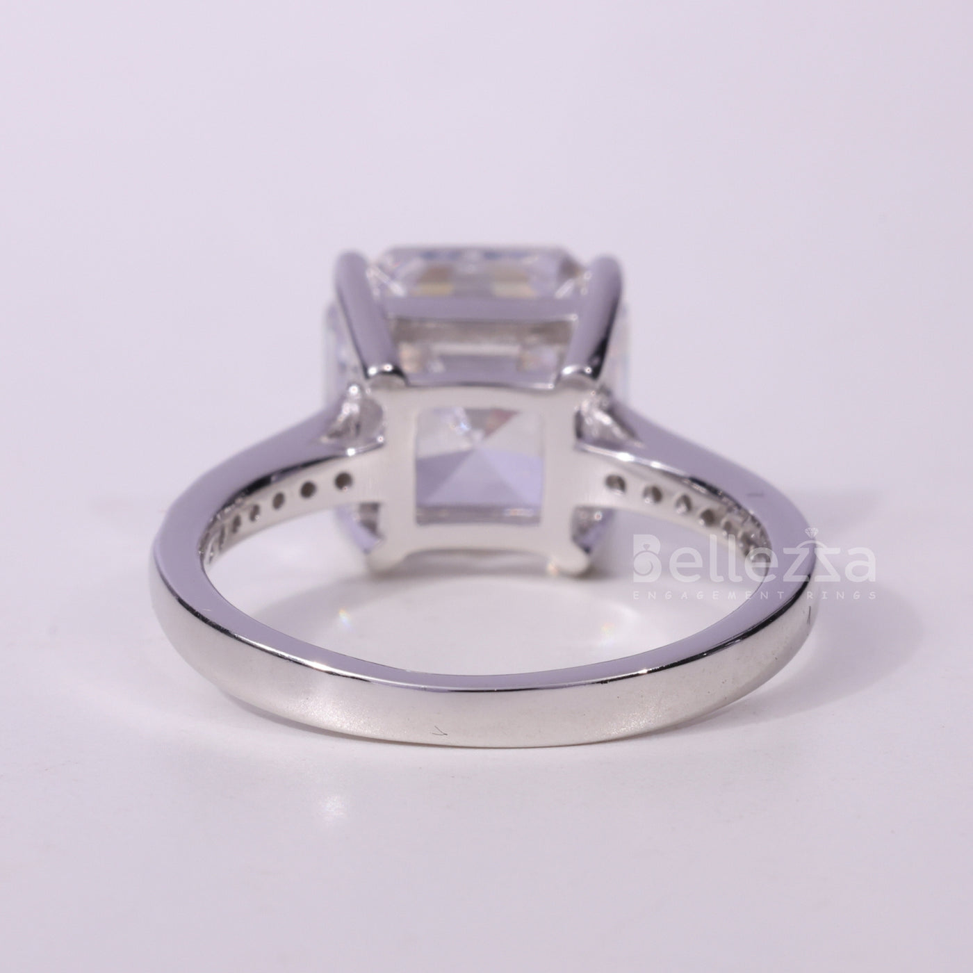 2.0CT Asscher Cut Pave Setting Moissanite Engagement Ring