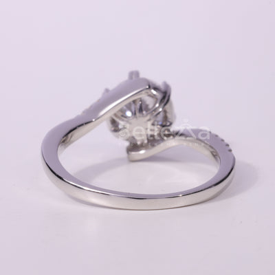 1.0CT Round Cut Bypass Shank Pave Setting Engagement Ring