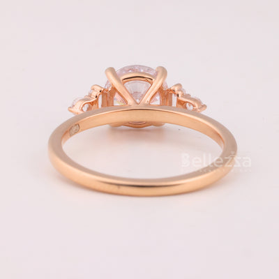 1.0CT Round Cut Cluster Diamond Moissanite Engagement Ring