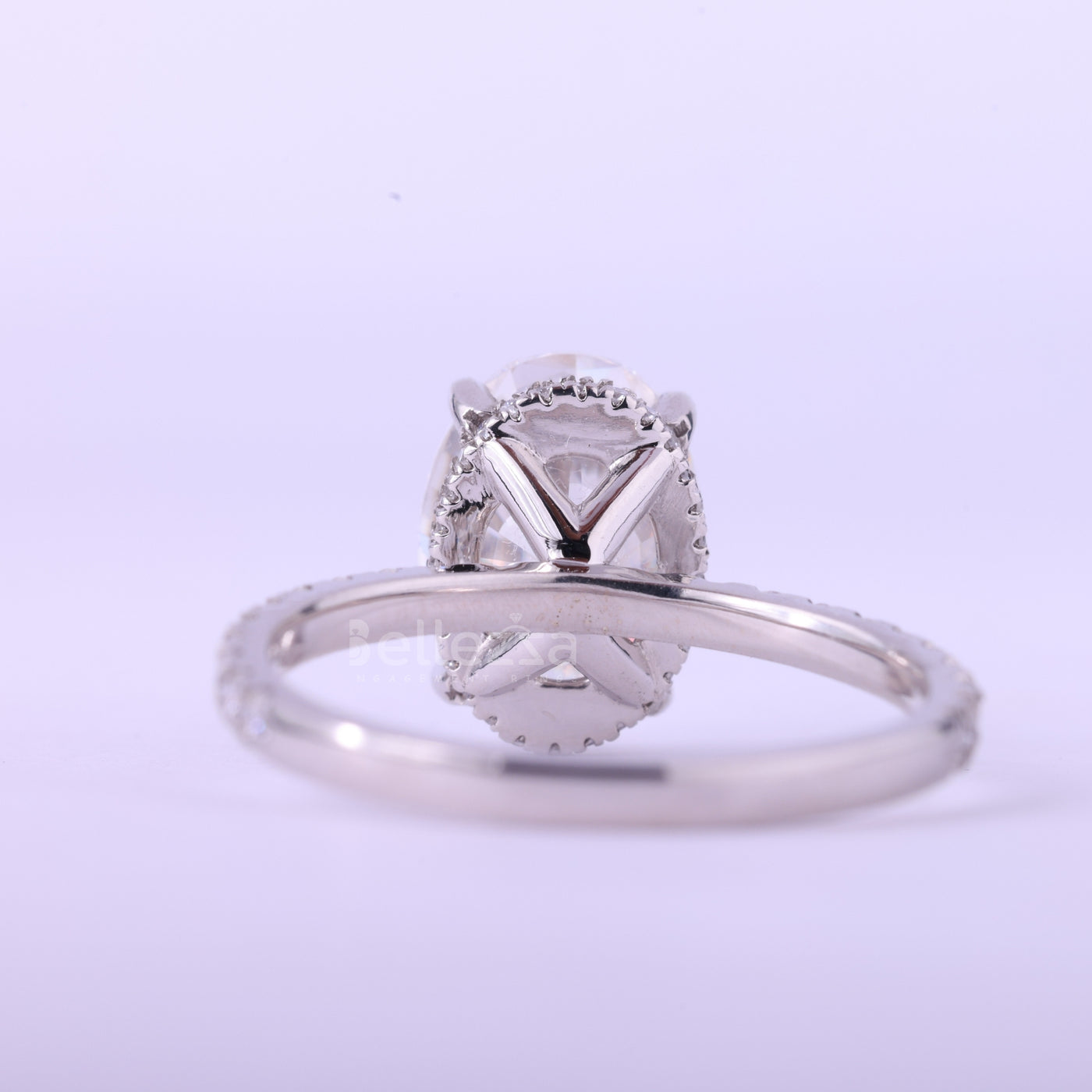 2.0CT Oval Cut Pave Setting Moissanite Engagement Ring