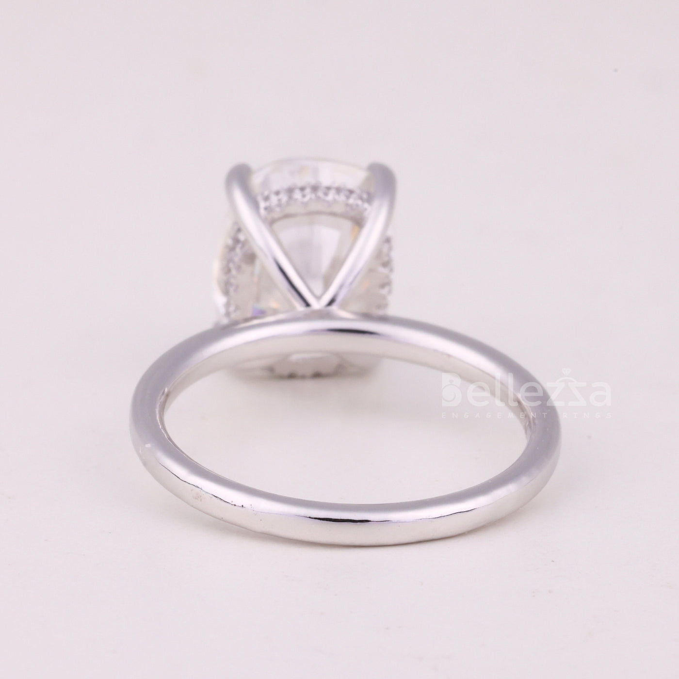 2.0CT Elongated Cushion Cut Hidden Halo Moissanite Engagement Ring