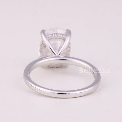 2.0CT Elongated Cushion Cut Hidden Halo Moissanite Engagement Ring