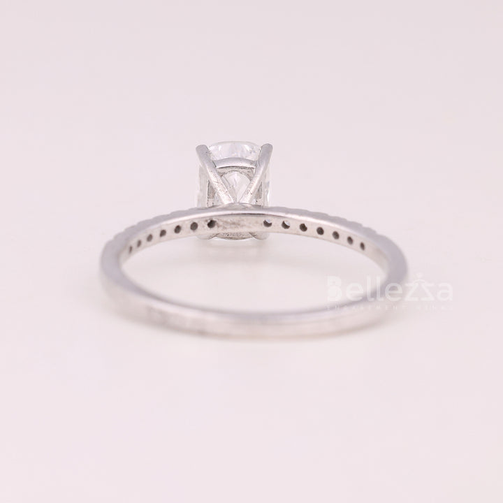 1.0CT Elongated Cushion Cut Pave Setting Engagement Ring