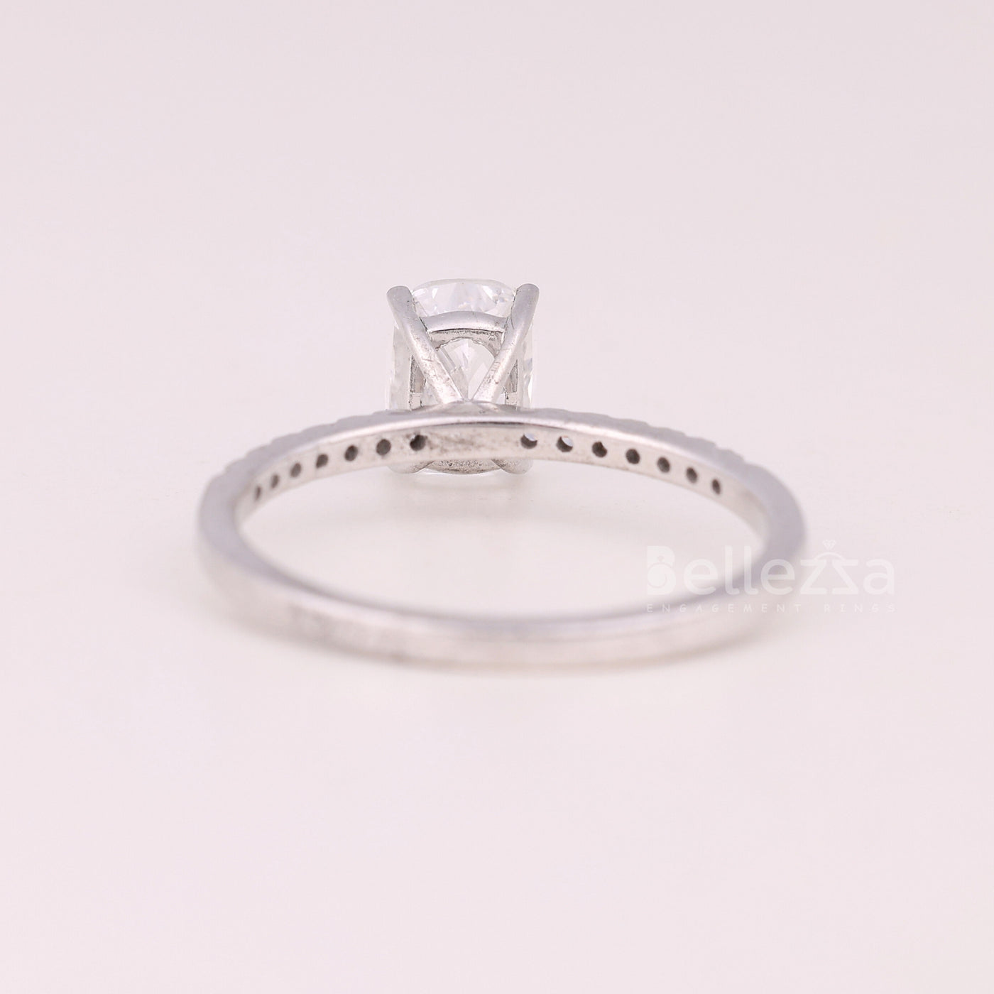 1.0CT Elongated Cushion Cut Pave Setting Engagement Ring