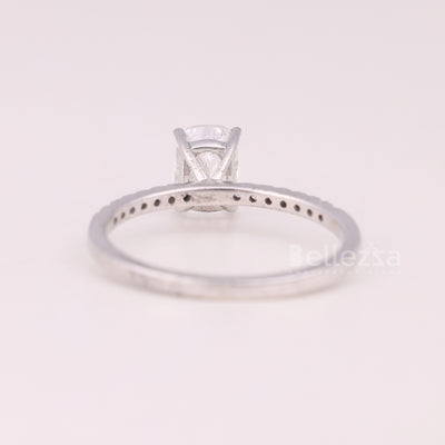 1.0CT Elongated Cushion Cut Pave Setting Engagement Ring