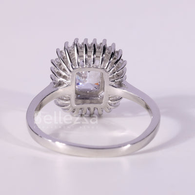 1.0CT Emerald Cut Diamond Cluster Setting Moissanite Engagement Ring