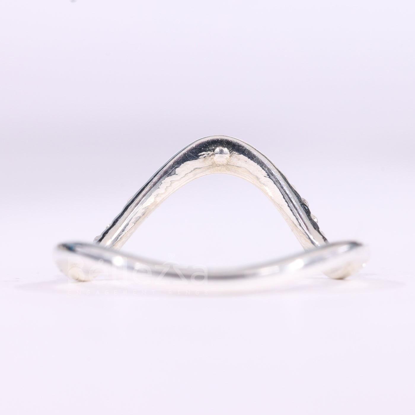 Round Cut Pave Setting Curved Moissanite Wedding Band