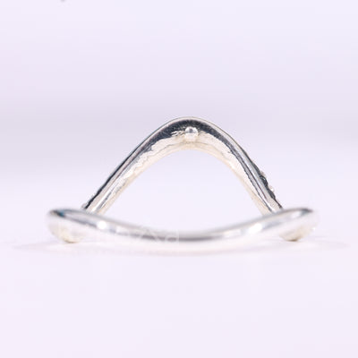 Round Cut Pave Setting Curved Moissanite Wedding Band