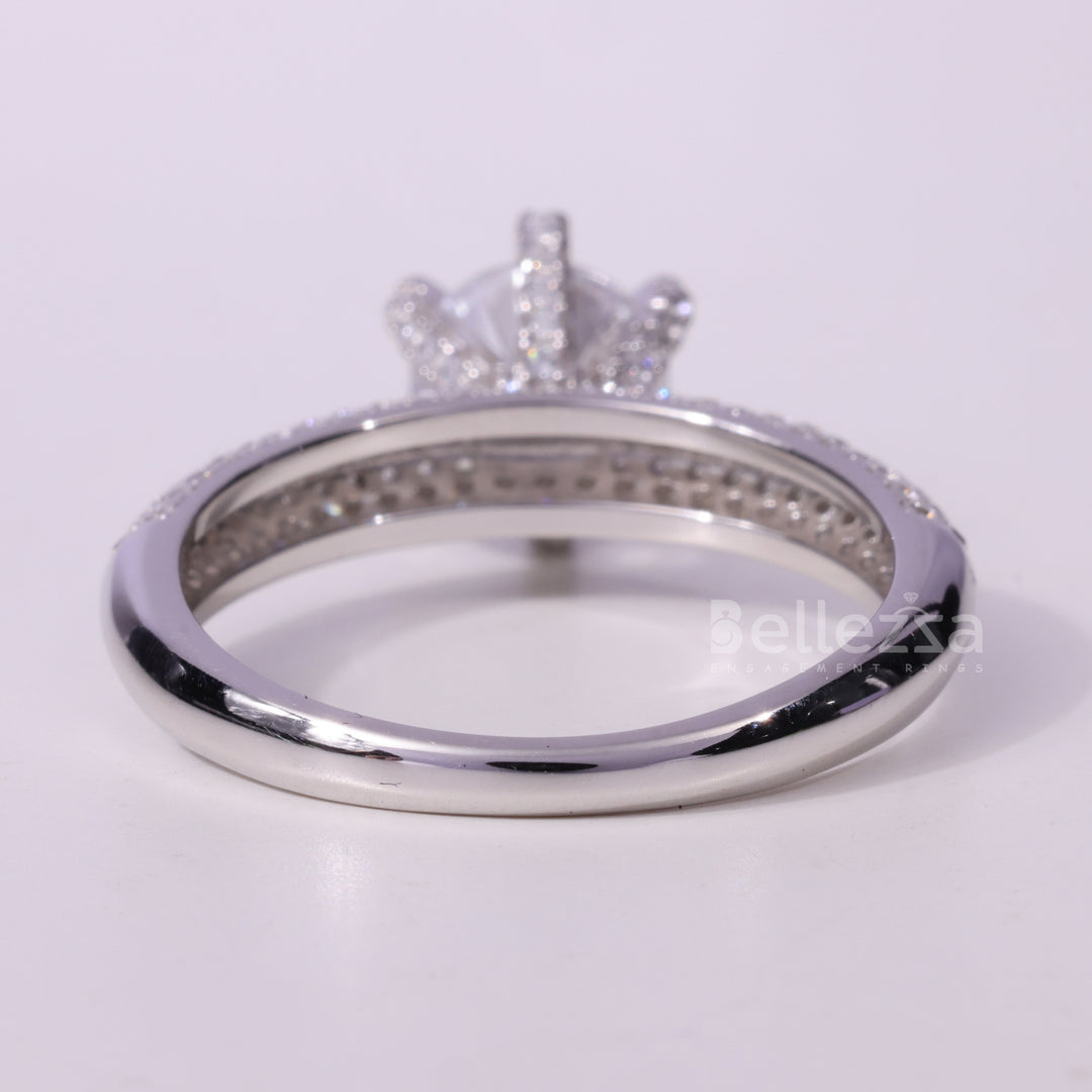 0.75CT Round Cut Cluster Diamond Moissanite Engagement Ring