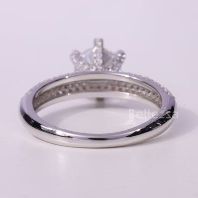 0.75CT Round Cut Cluster Diamond Moissanite Engagement Ring