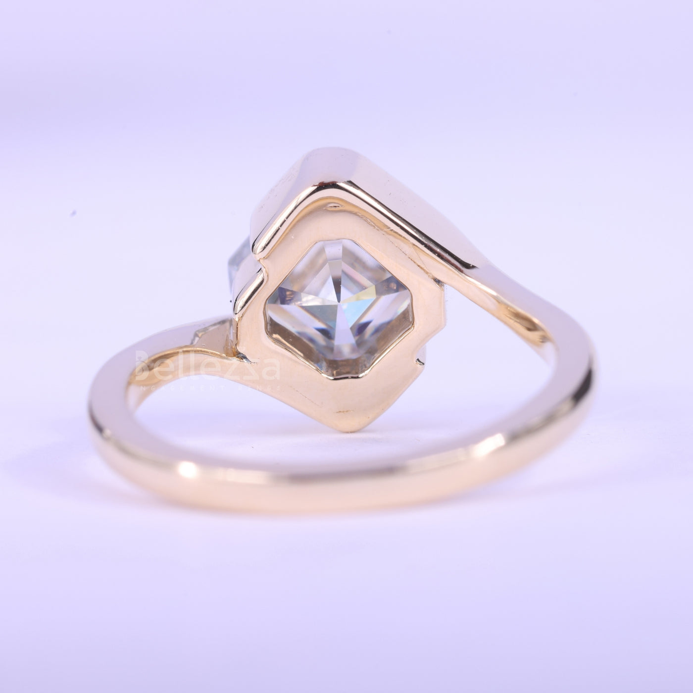 1.50CT Asscher Cut Unique Bezel Set Solitaire Engagement Ring