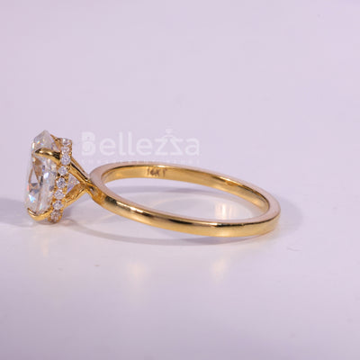 1.0CT Oval Cut Hidden Halo Setting Moissanite Engagement Ring