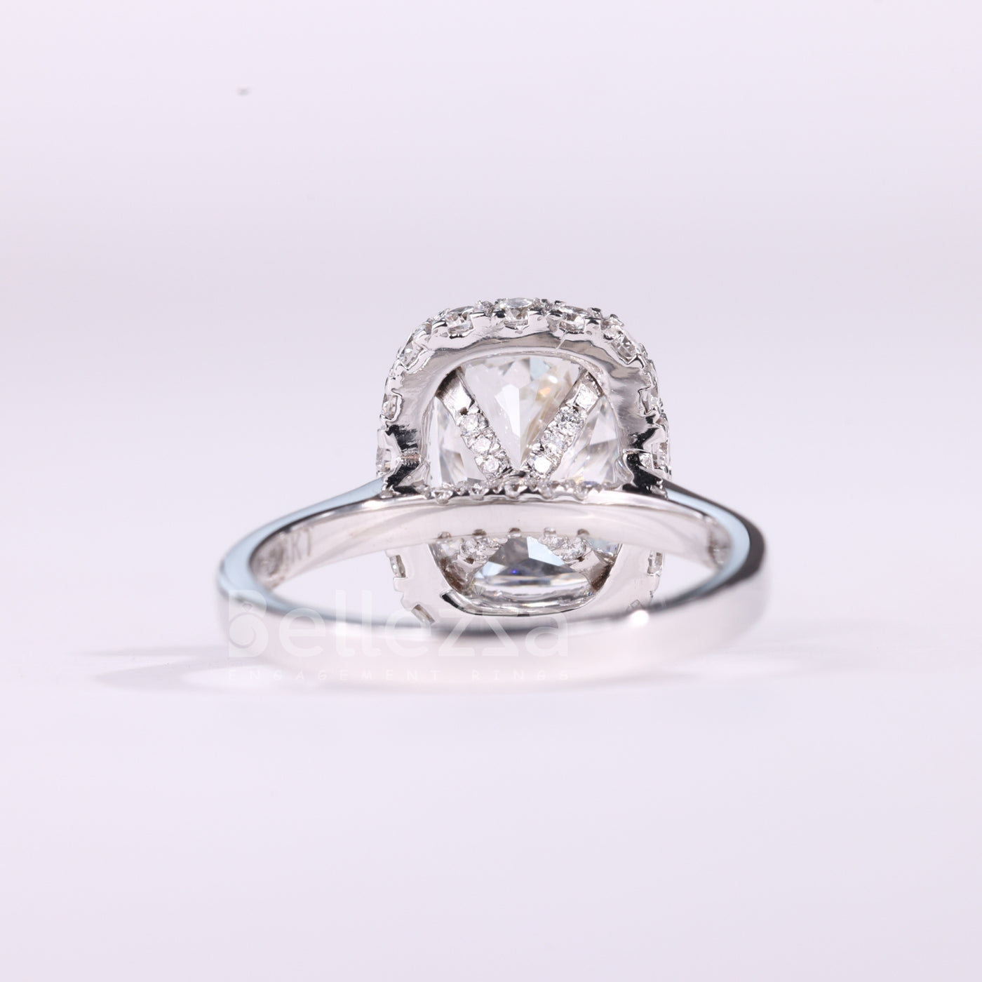 1.50CT Elongated Cushion Cut Halo Setting Moissanite Engagement Ring