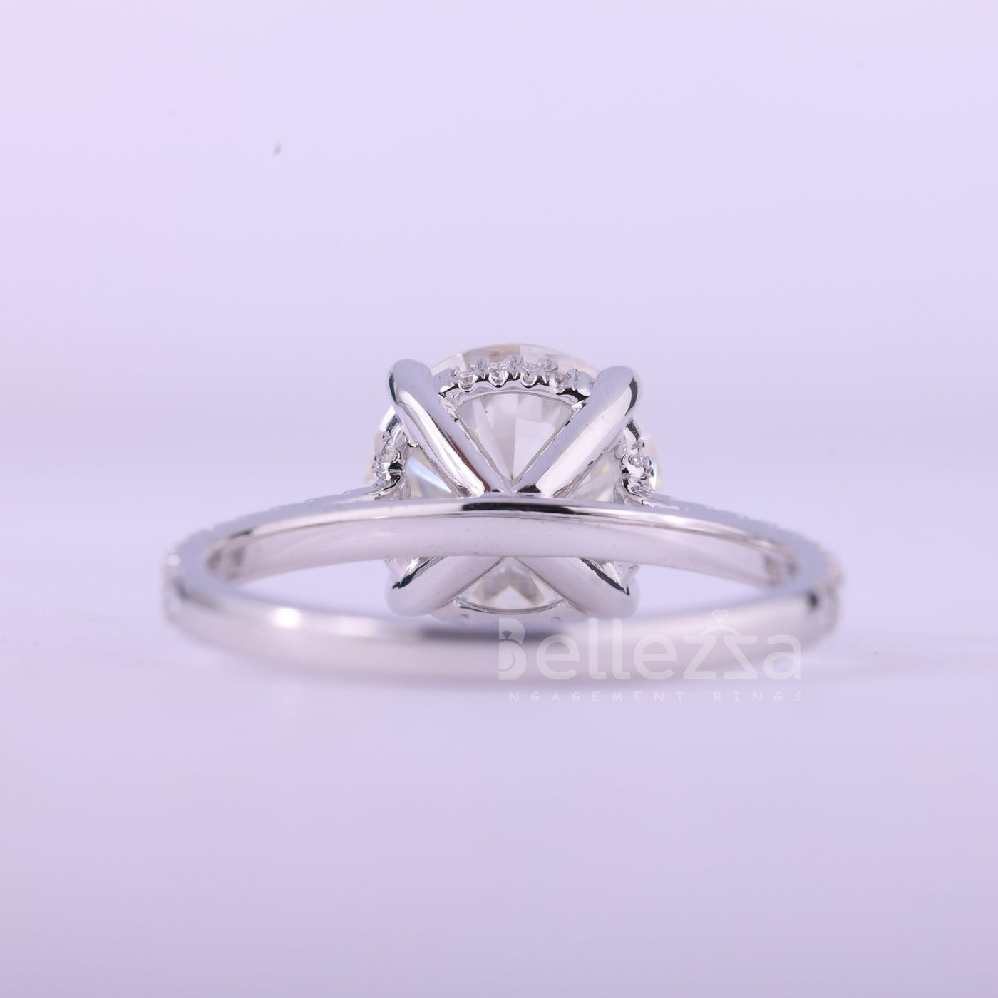 2.0CT Round Cut Diamond Pave Setting Moissanite Engagement Ring